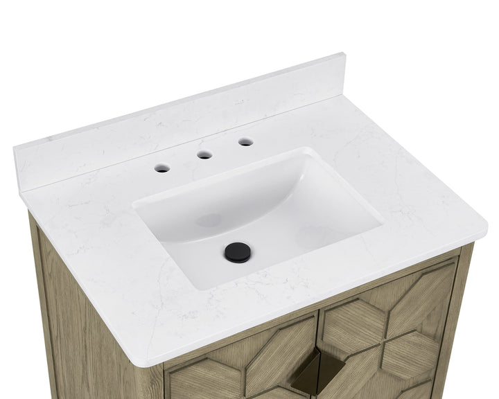 Emporia 30" Single Vanity with White Calacatta Vicenza Quartz Top