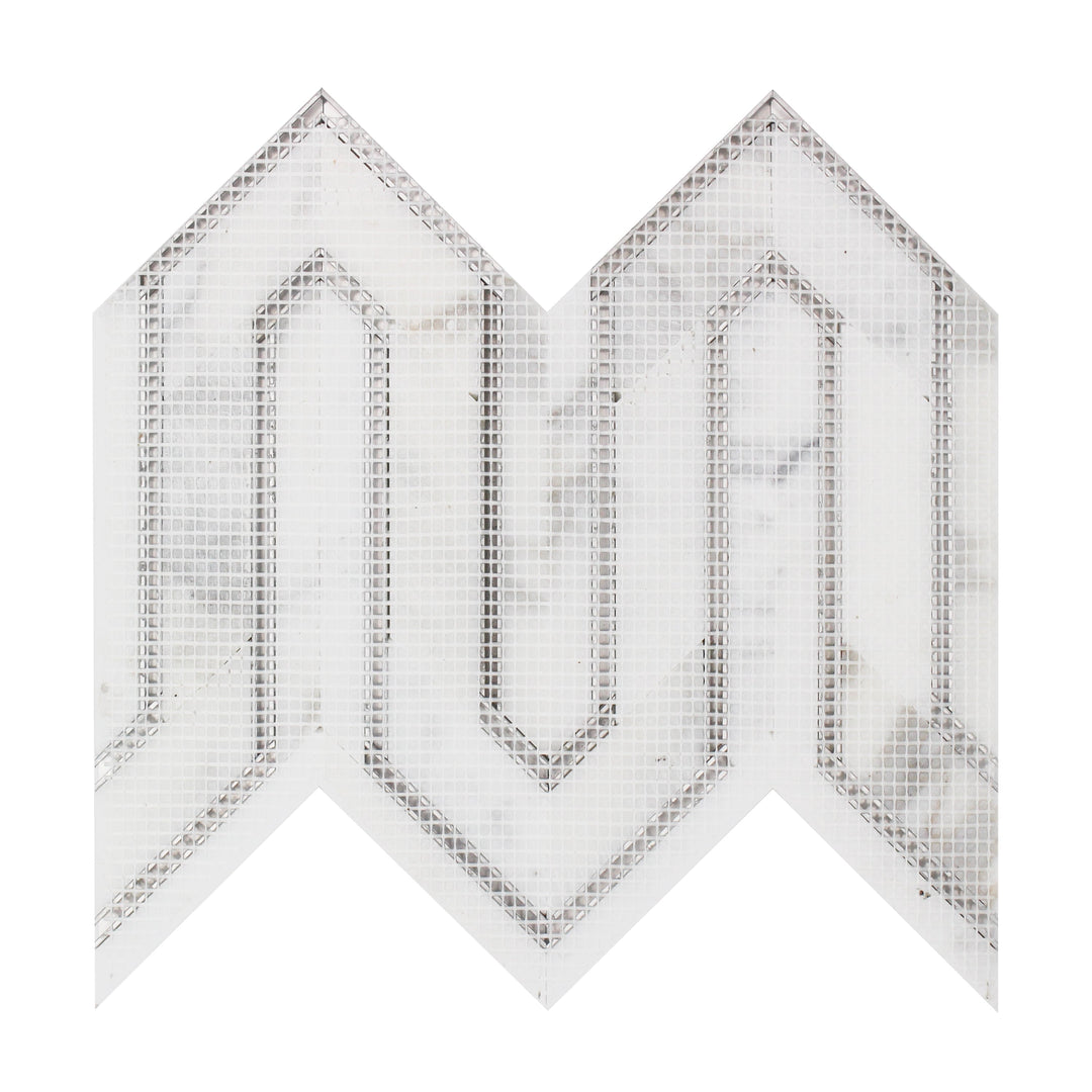 Arrows-Calacatta Gold with Gold Metal Accents 12-in x 9-in Polished Waterjet Mosaic Wall Tile(0.75-sq. ft/ Piece)