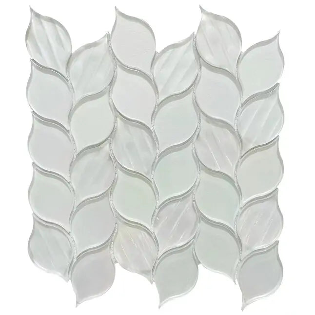 Laser Cut Iridescent Unique Ascending Vine Leaf Design Glass/Stone Mixed Diamond Mosaic Wall Tile - Sample (Product Shown is Full Size)