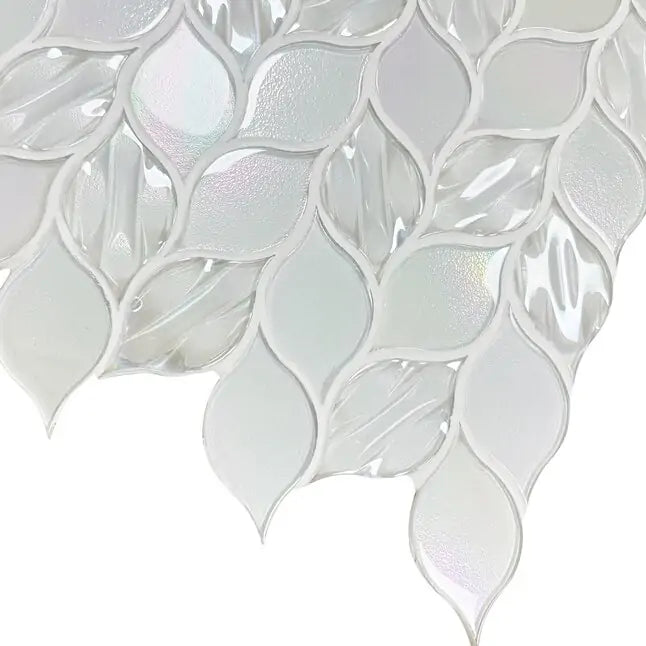 Laser Cut Iridescent Unique Ascending Vine Leaf Design Glass/Stone Mixed Diamond Mosaic Wall Tile - Sample (Product Shown is Full Size)