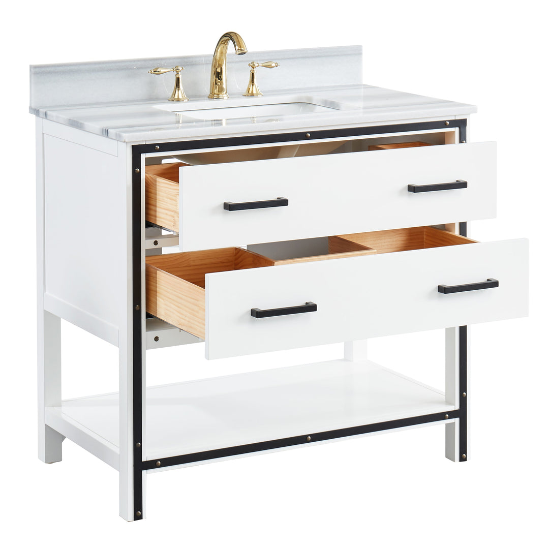 Hendrick 36" Soft White Vanity With Marmara Marble Top