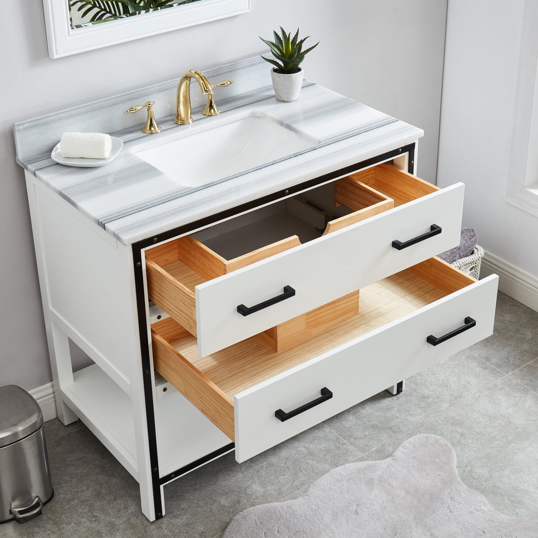 Hendrick 36" Soft White Vanity With Marmara Marble Top