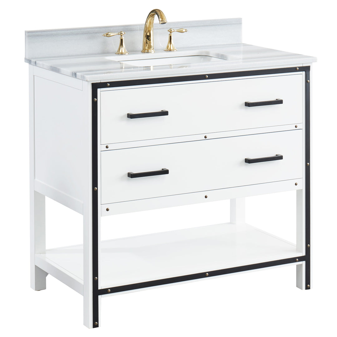 Hendrick 36" Soft White Vanity With Marmara Marble Top