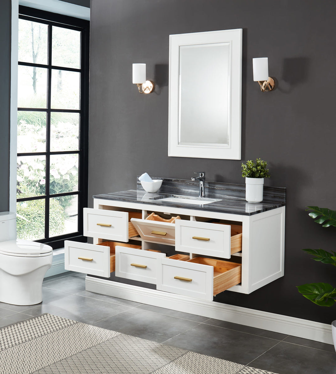 Ralph 48" Wall Mounted Vanity with Palissandro Blue Marble Top