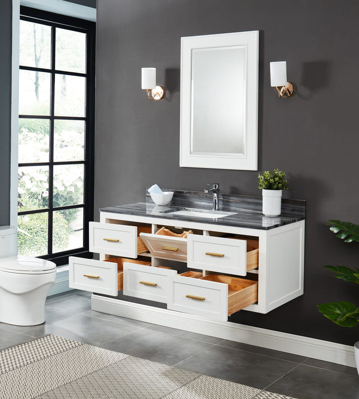 Ralph 48" Wall Mounted Vanity with Palissandro Blue Marble Top