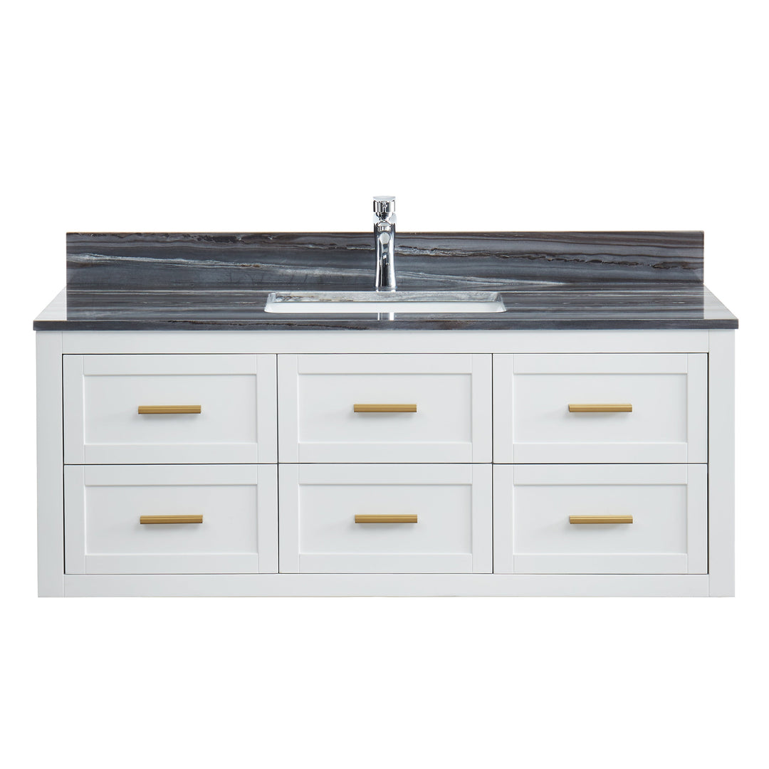 Ralph 48" Wall Mounted Vanity with Palissandro Blue Marble Top