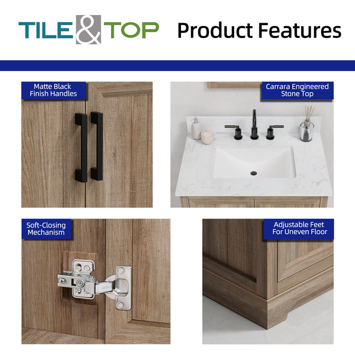 Retford Vanity Family Set with Engineered Marble Top