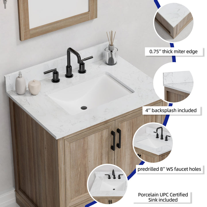 Retford Vanity Family Set with Engineered Marble Top