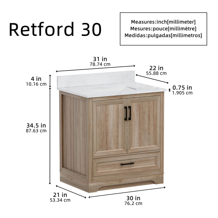 Retford Vanity Family Set with Engineered Marble Top