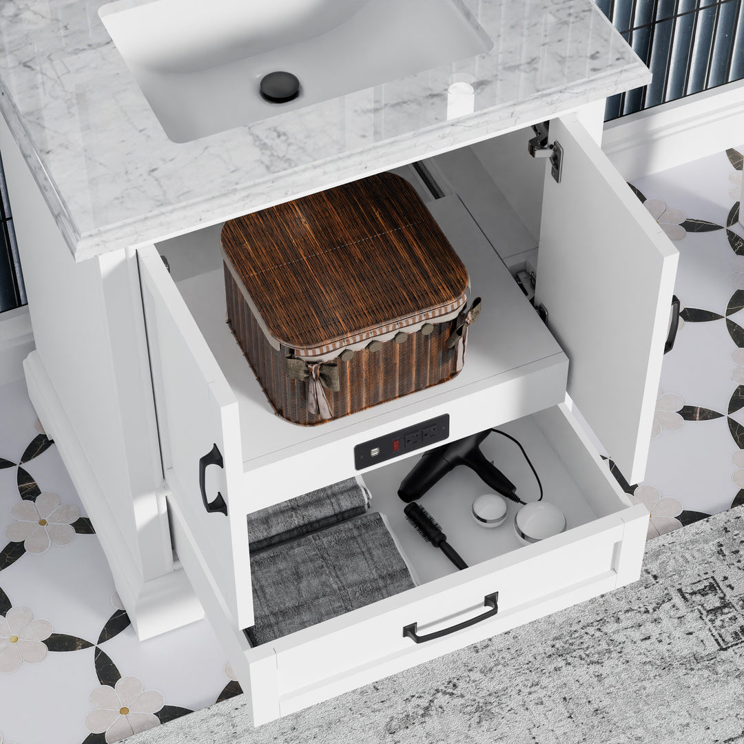 Rhoda Vanity Set with Carrara Marble Top