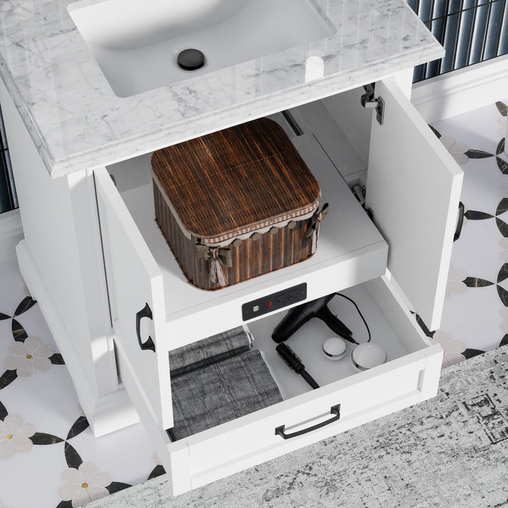 Rhoda Vanity Set with Carrara Marble Top