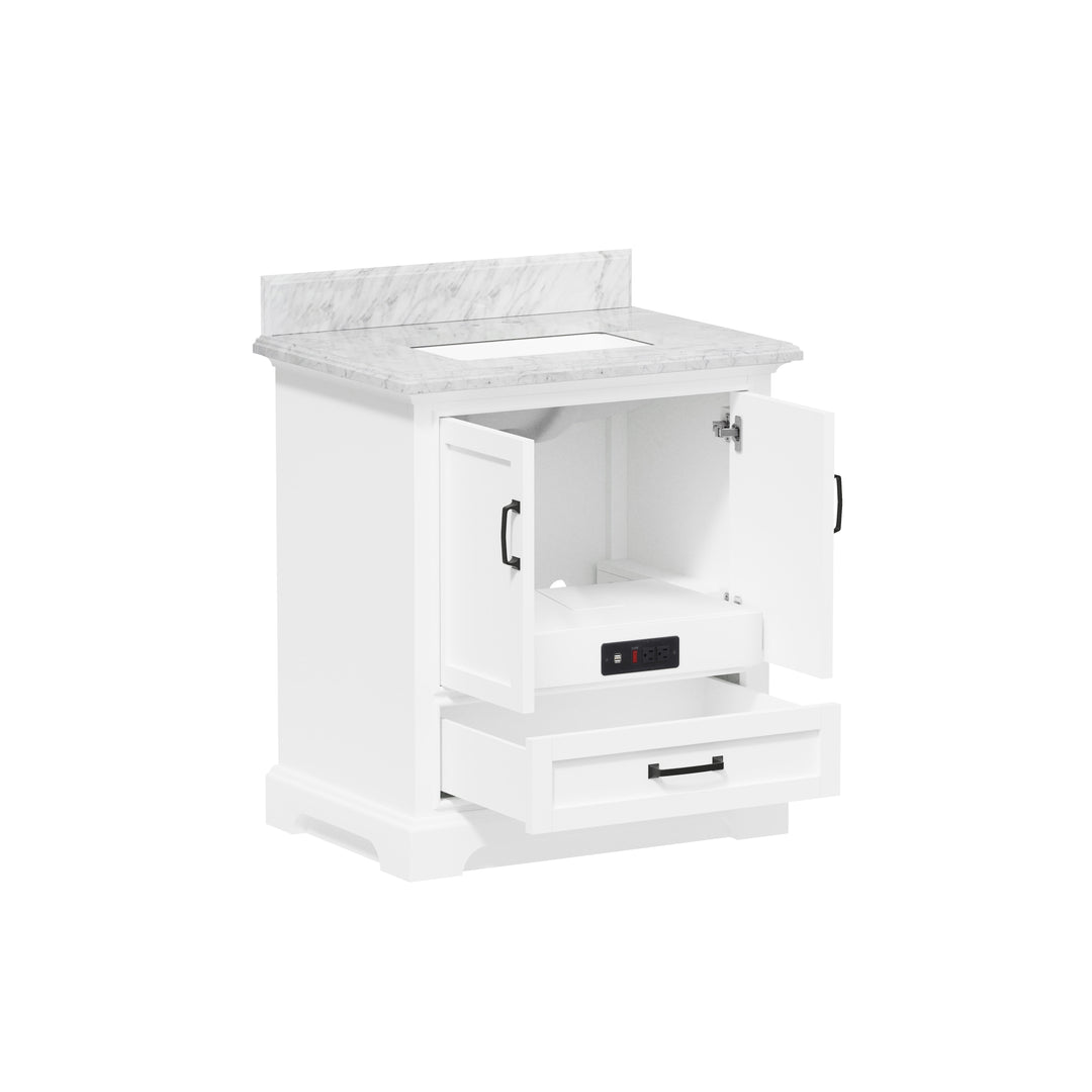 Rhoda Vanity Set with Carrara Marble Top