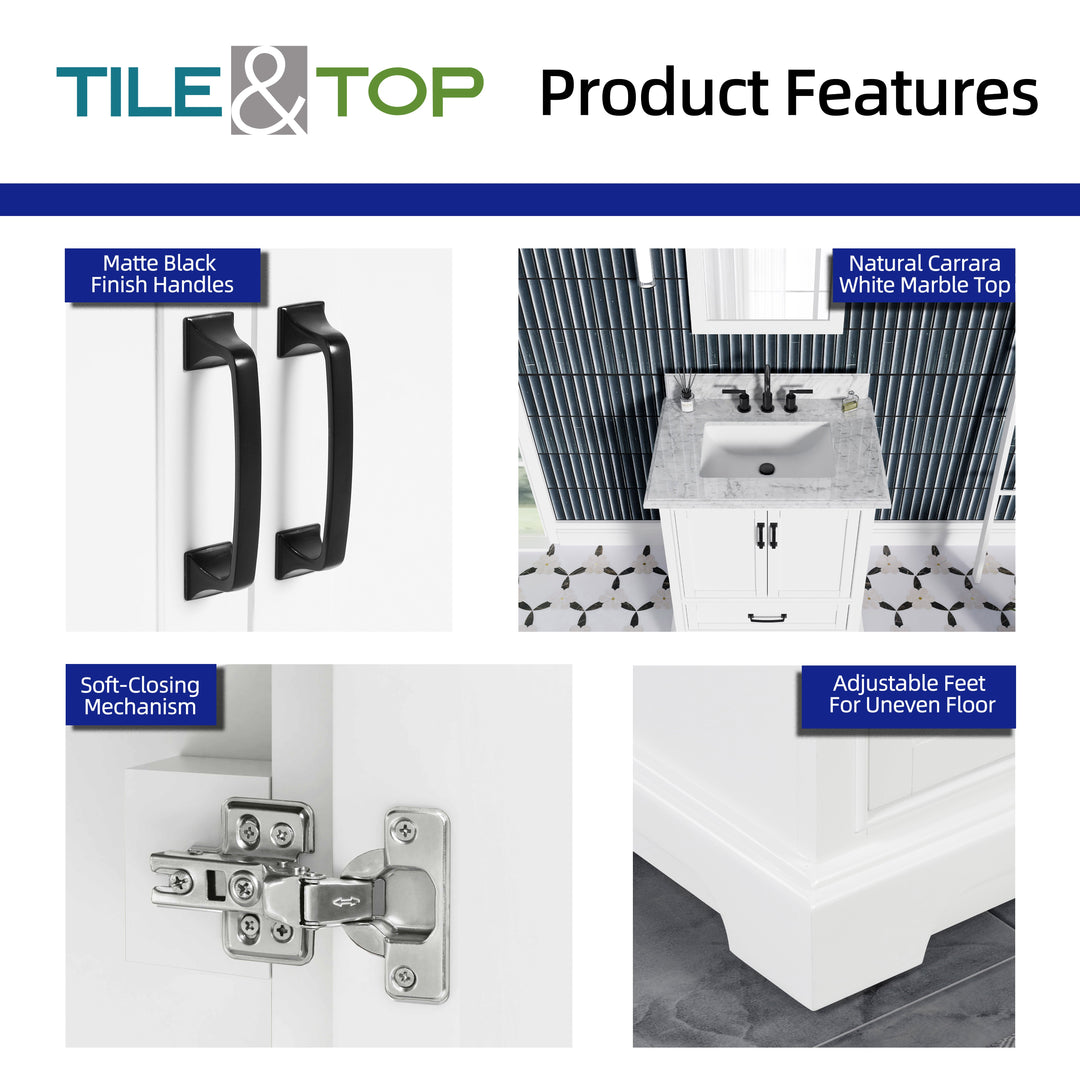 Rhoda Vanity Set with Carrara Marble Top