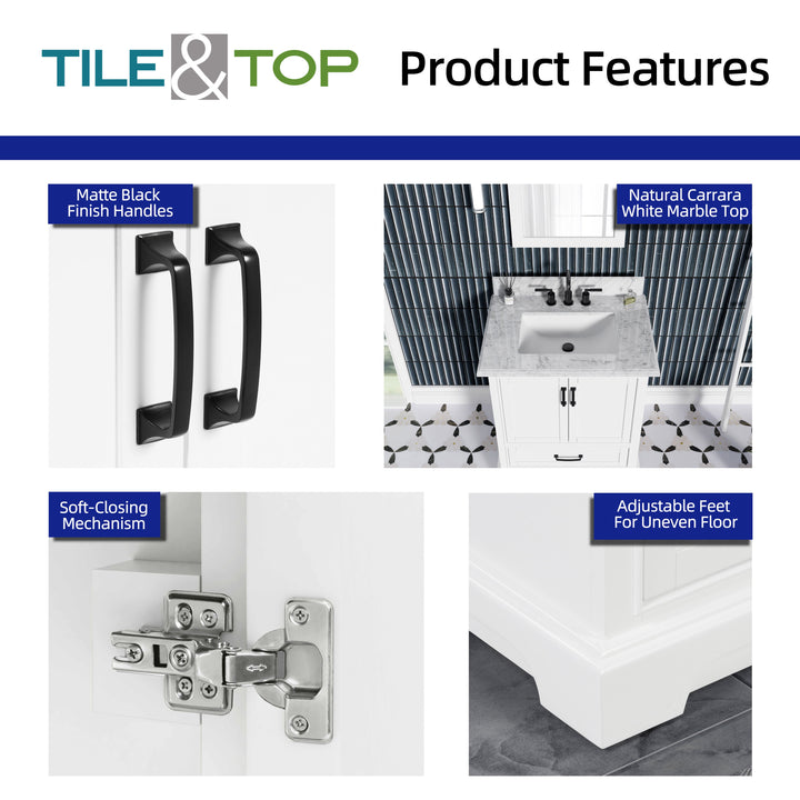 Rhoda Vanity Set with Carrara Marble Top