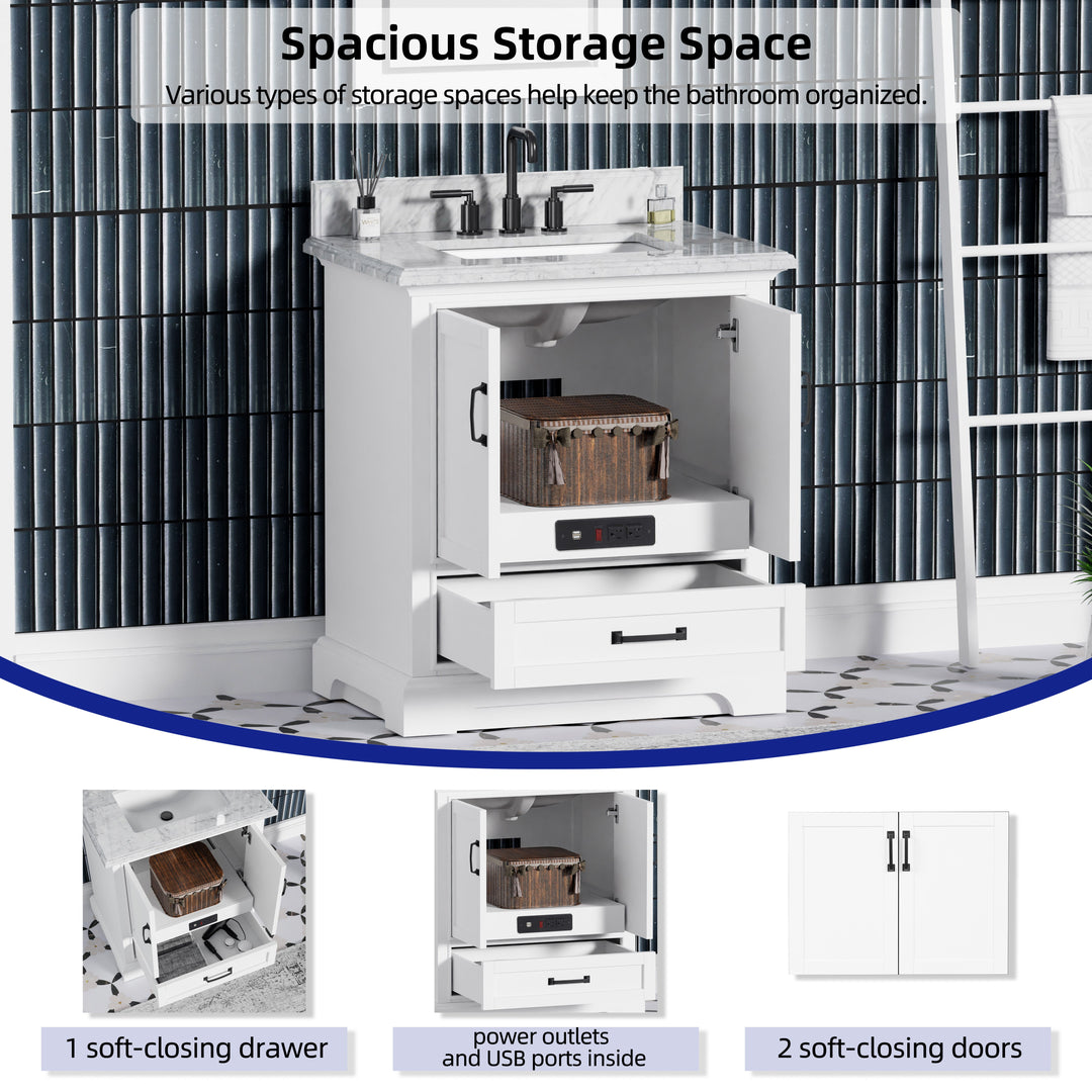 Rhoda Vanity Set with Carrara Marble Top