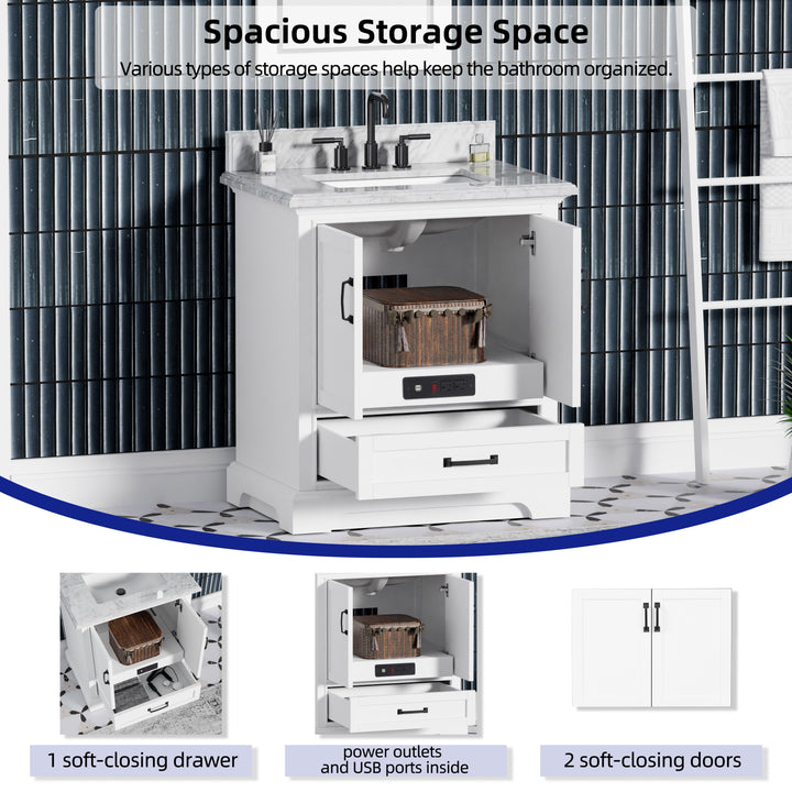 Rhoda Vanity Set with Carrara Marble Top