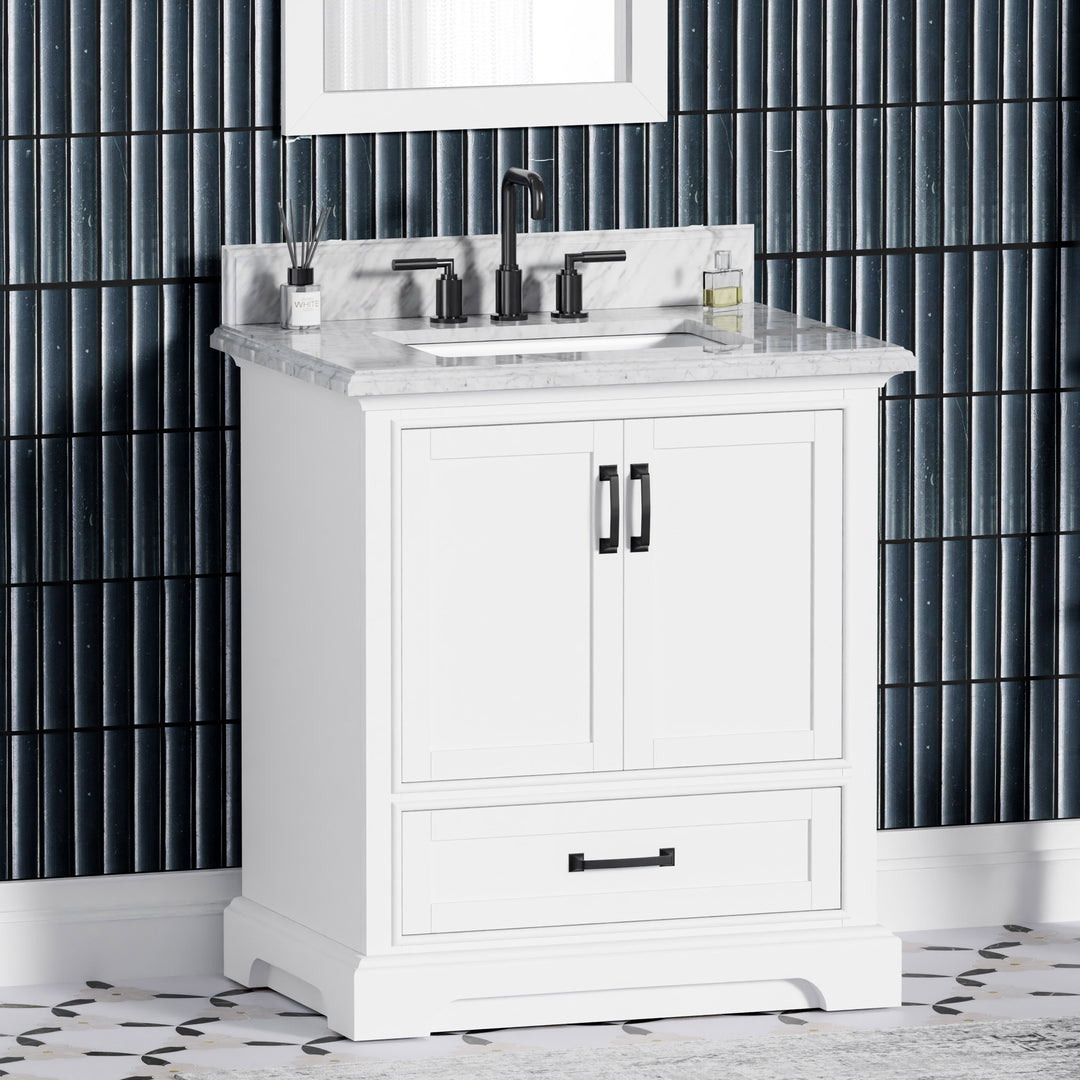 Rhoda Vanity Set with Carrara Marble Top