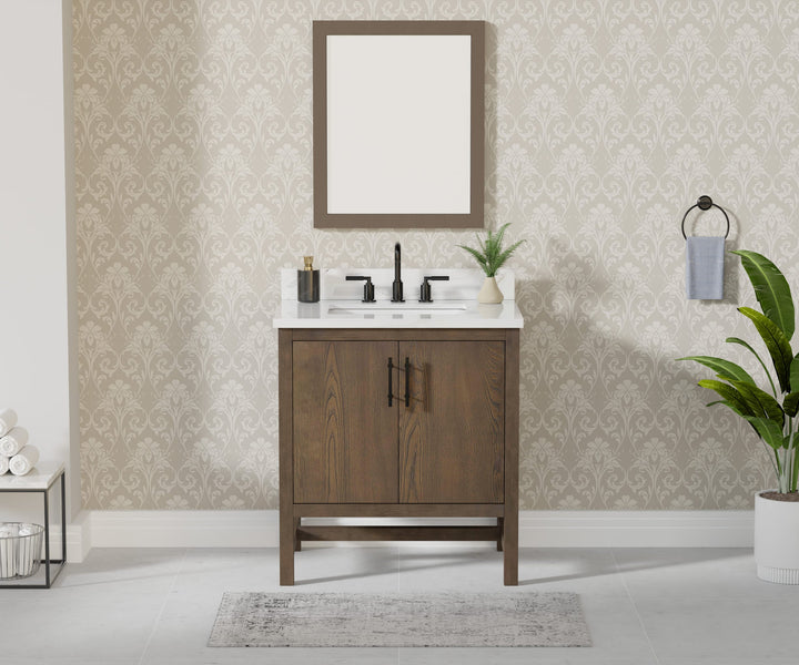 Solon Vanity Family Set with Calacatta Sintered Stone Top