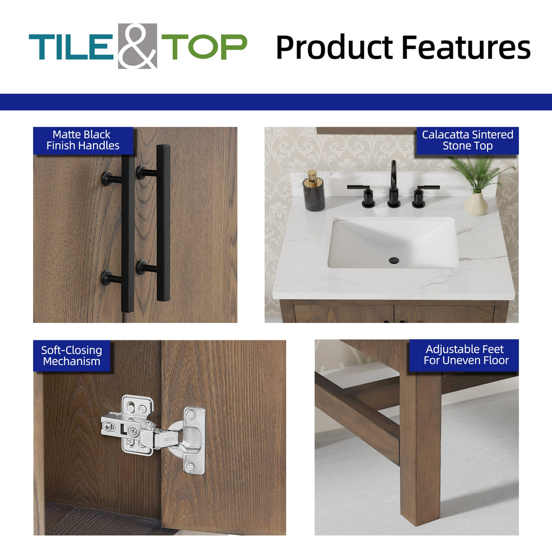 Solon Vanity Family Set with Calacatta Sintered Stone Top