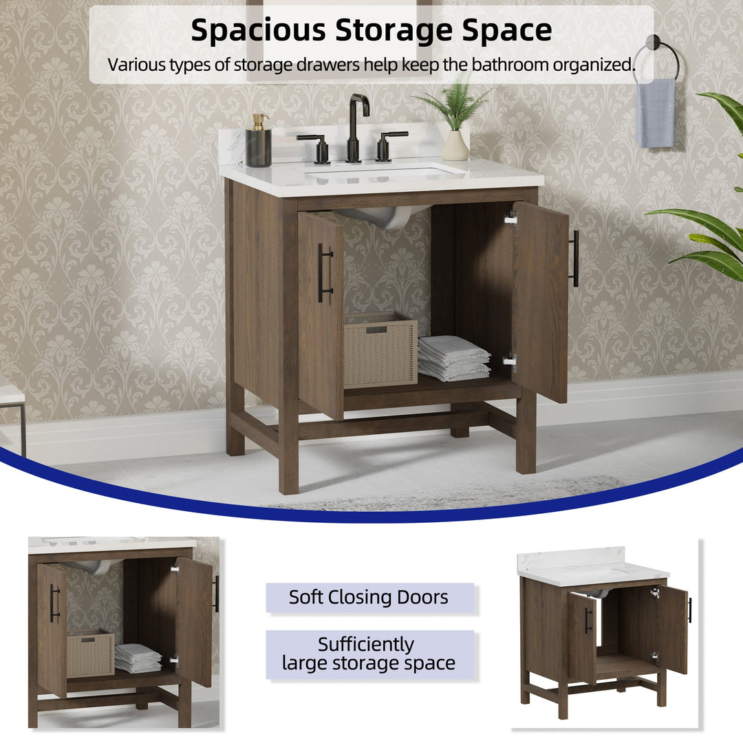 Solon Vanity Family Set with Calacatta Sintered Stone Top