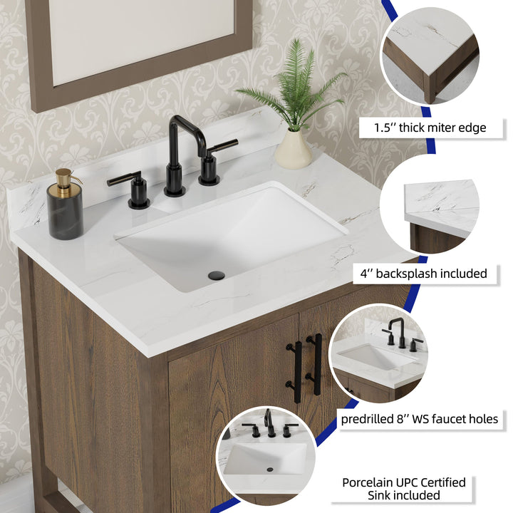 Solon Vanity Family Set with Calacatta Sintered Stone Top