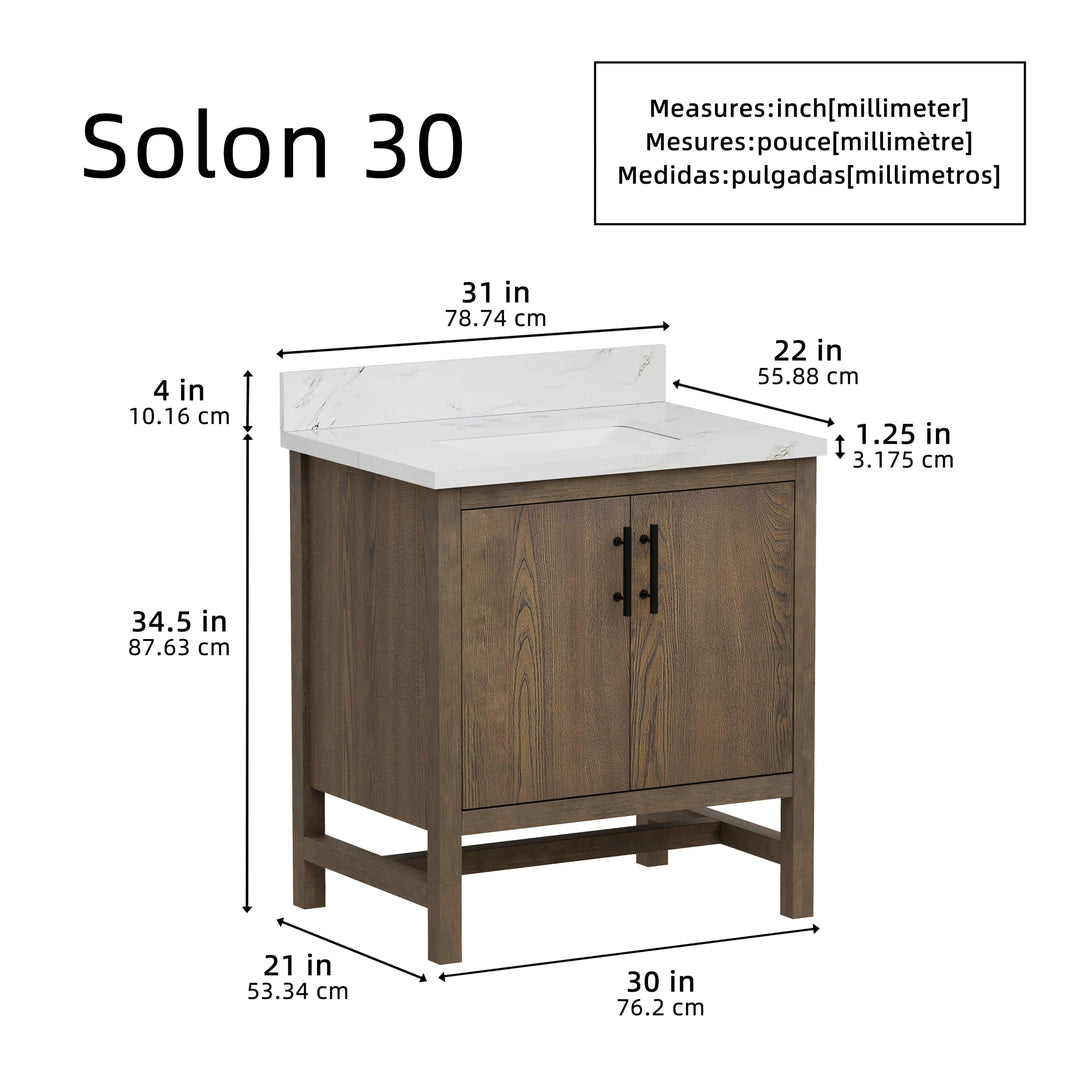 Solon Vanity Family Set with Calacatta Sintered Stone Top