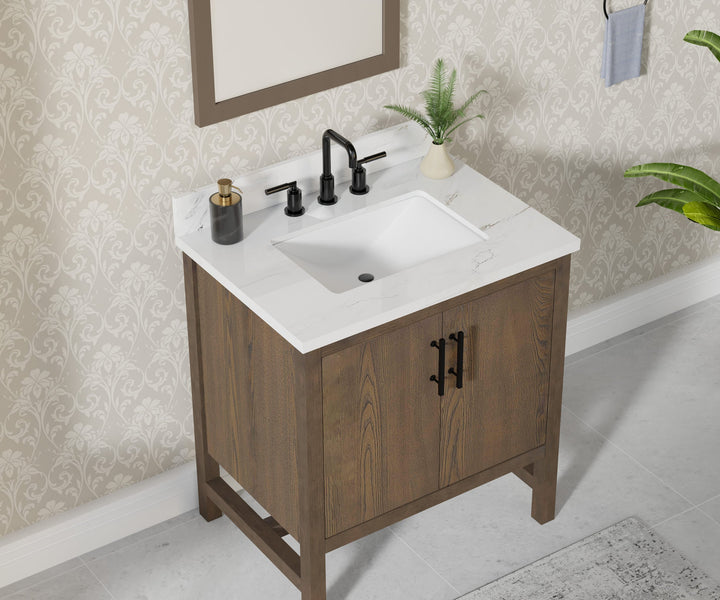 Solon Vanity Family Set with Calacatta Sintered Stone Top