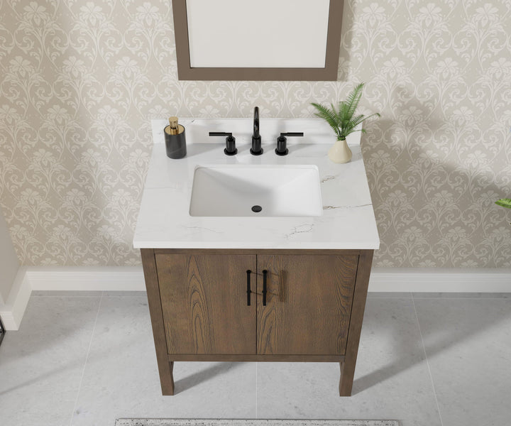 Solon Vanity Family Set with Calacatta Sintered Stone Top