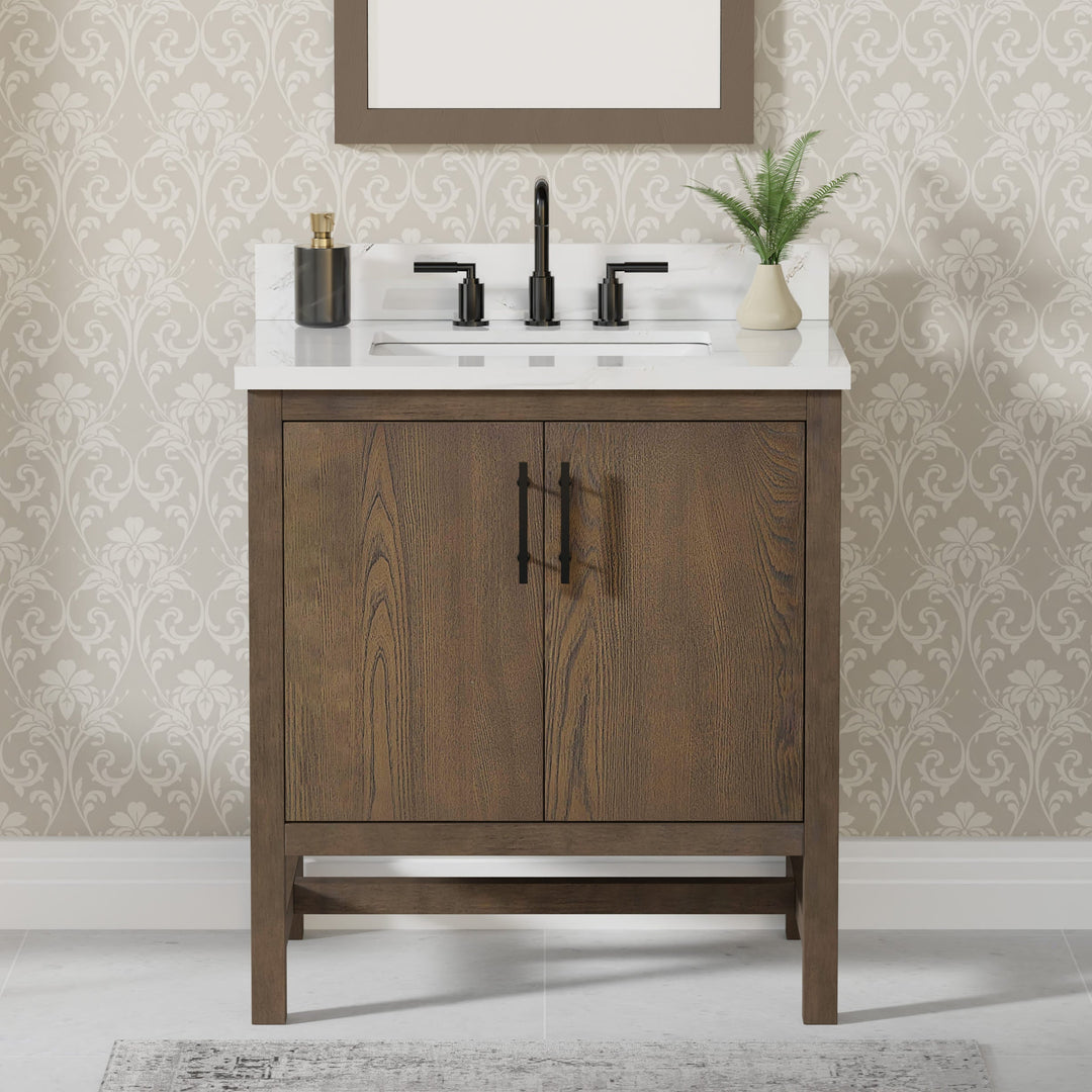 Solon Vanity Family Set with Calacatta Sintered Stone Top