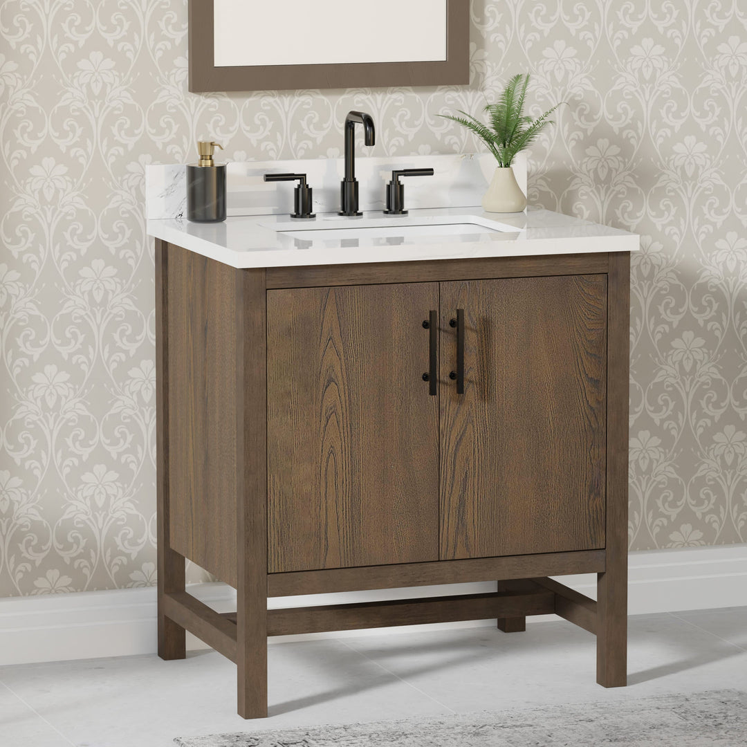 Solon Vanity Family Set with Calacatta Sintered Stone Top