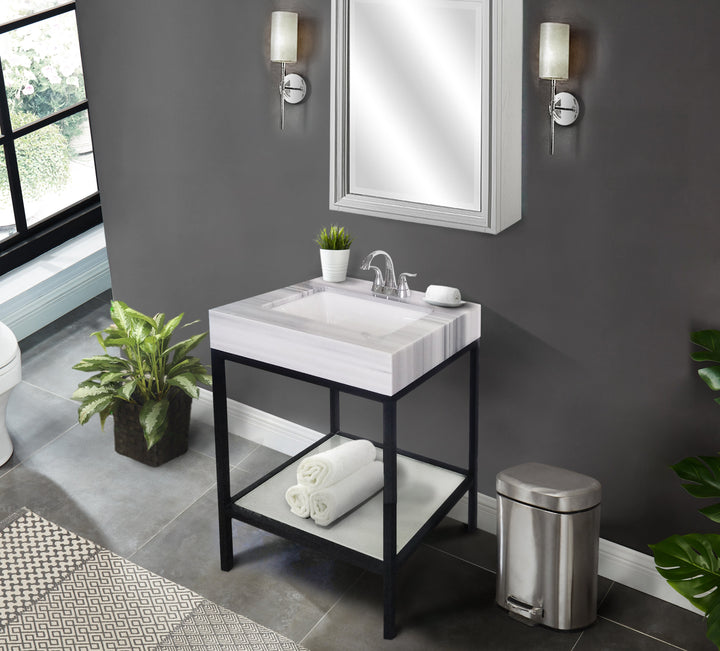 Vaia 24" Bathroom Vanity Set with Natural Marble Top