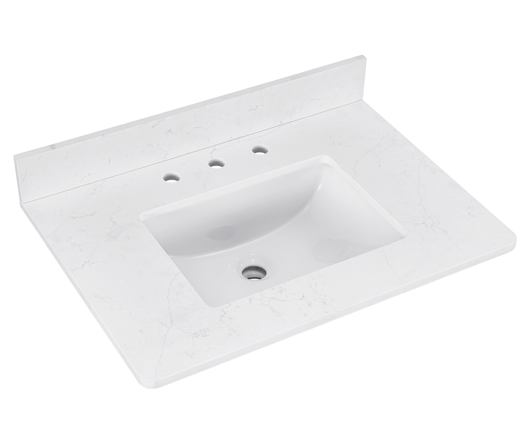 Emporia 30" Single Vanity with White Calacatta Vicenza Quartz Top