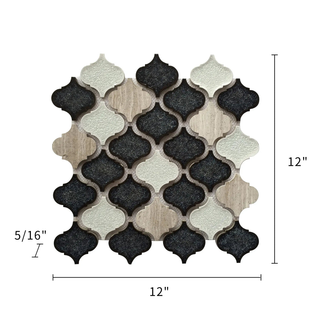 Galena Gray Lantern Marble & Crackle Mix 12-in x 12-in Glass Mosaic Wall Tile(1-sq. ft/ Piece)