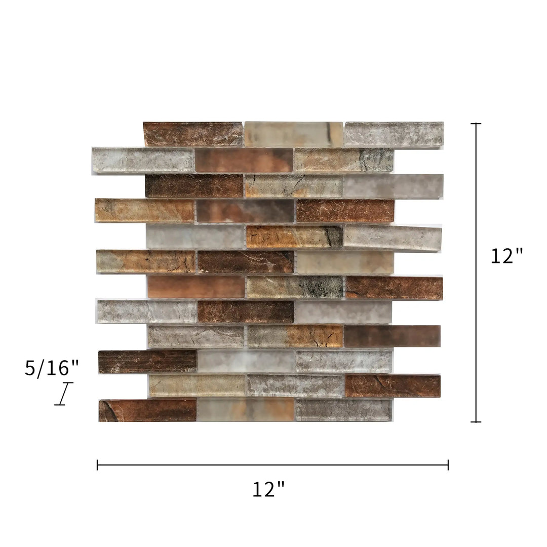 Gray Umber Textured Mixed Color Glass 12-in x 12-in Mosaic Wall Tile(1-sq. ft/ Piece)