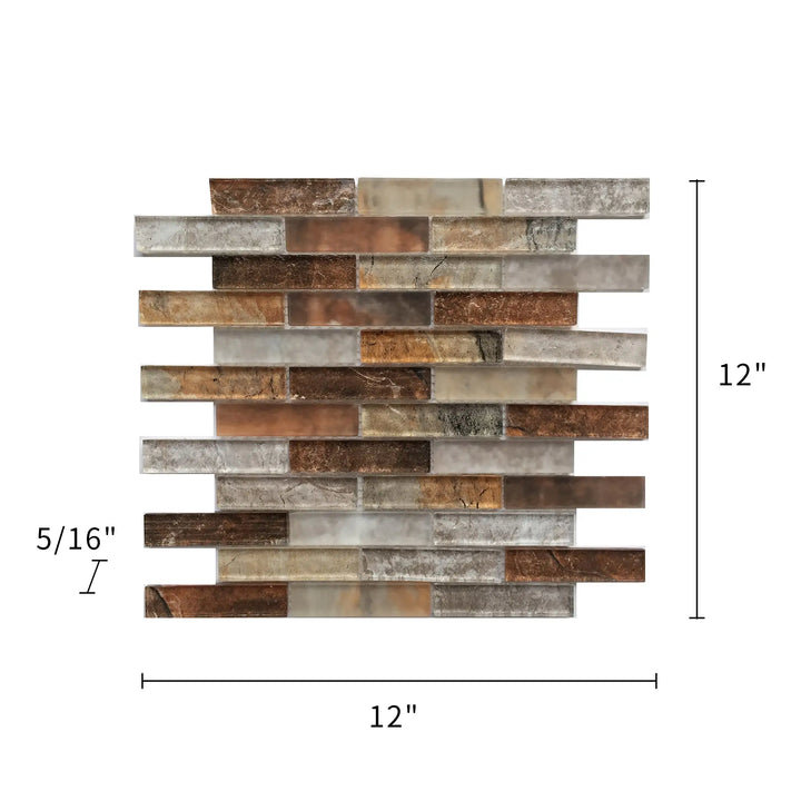 Gray Umber Textured Mixed Color Glass 12-in x 12-in Mosaic Wall Tile(1-sq. ft/ Piece)