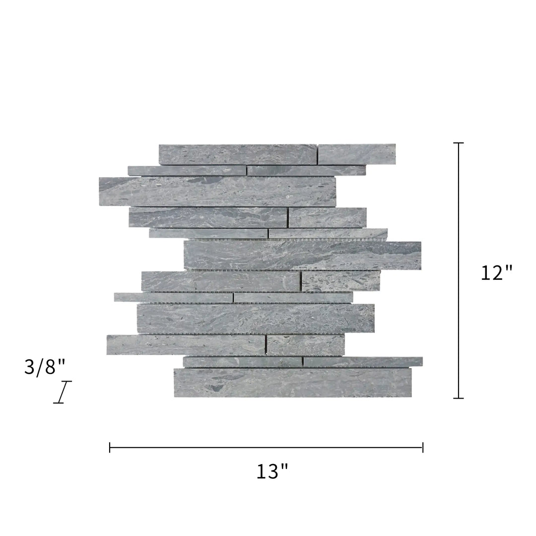 Mountain Blue Random Strip 13-in x 12-in Honed Marble Mosaic Floor and Wall Tile(1.08-sq. ft/ Piece)