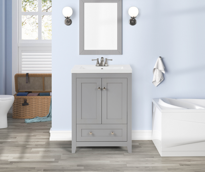 Adak 24" Compact Vanity in Gray with Porcelain Top