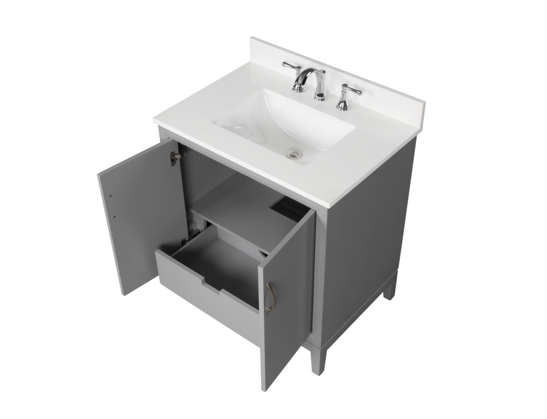 Luton Vanity with Snow White Quartz Top