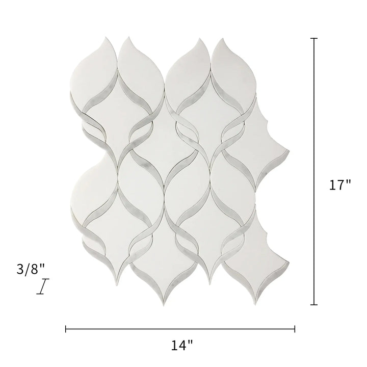 Soft Ribbons Carrara White & Thassos 14-in x 17-in Waterjet Mosaic Floor and Wall Tile(1.65-sq. ft/ Piece)