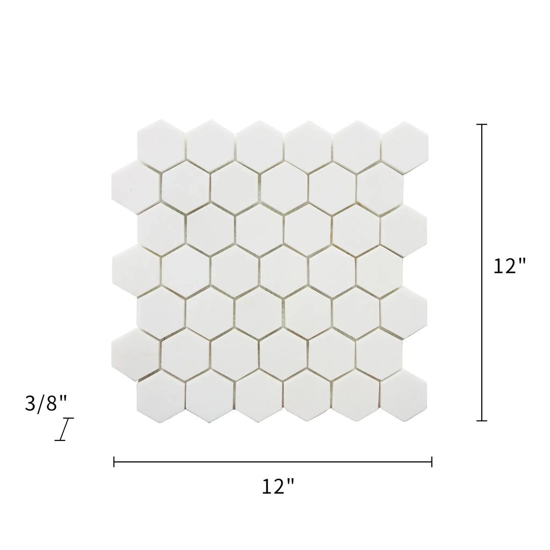 2-in Thassos White Hexagon 12-in x 12-in Polished Marble Mosaic Floor and Wall Tile(1-sq. ft/ Piece)