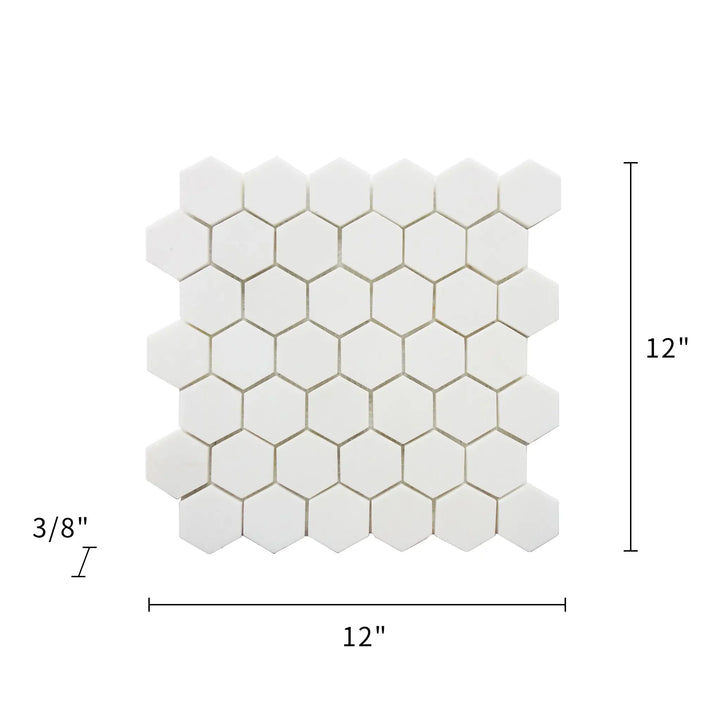 2-in Thassos White Hexagon 12-in x 12-in Polished Marble Mosaic Floor and Wall Tile(1-sq. ft/ Piece)