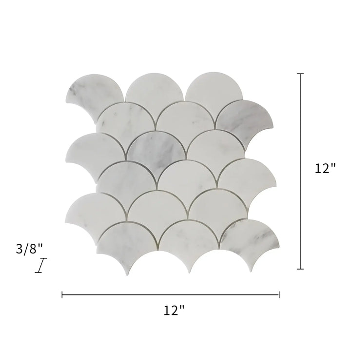 12-in x 12-in Polished Oriental White Shell Marble Mosaic Wall Tile(1-sq. ft/ Piece)