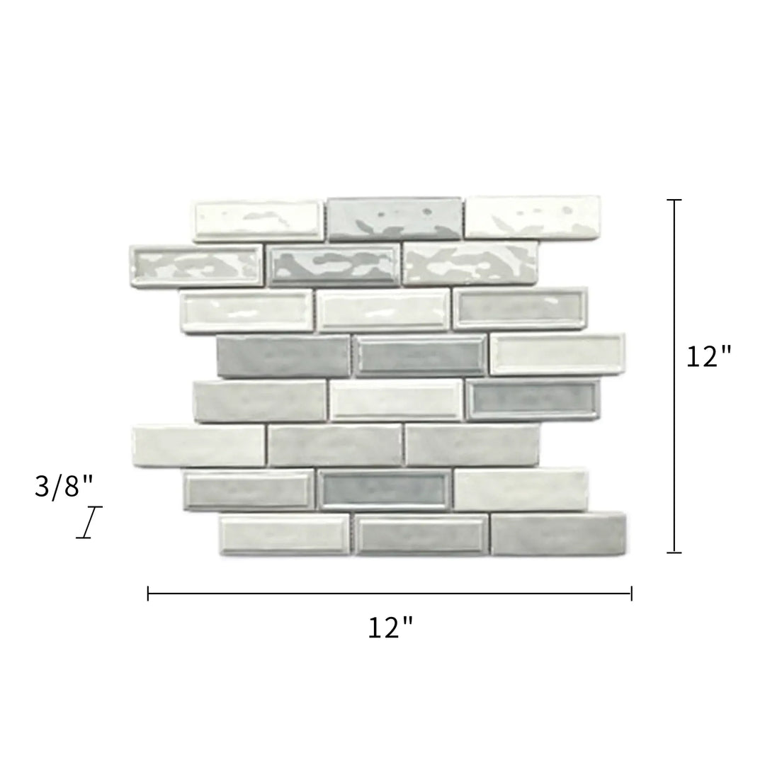 Linear Two Toned 12-in x 12-in Ceramic Mosaic Wall Tile(1-sq. ft/ Piece)