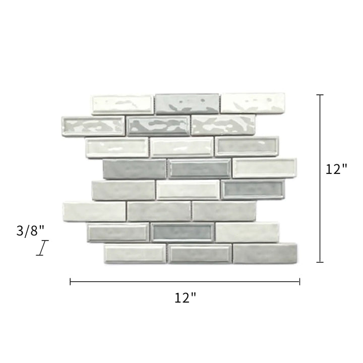 Linear Two Toned 12-in x 12-in Ceramic Mosaic Wall Tile(1-sq. ft/ Piece)