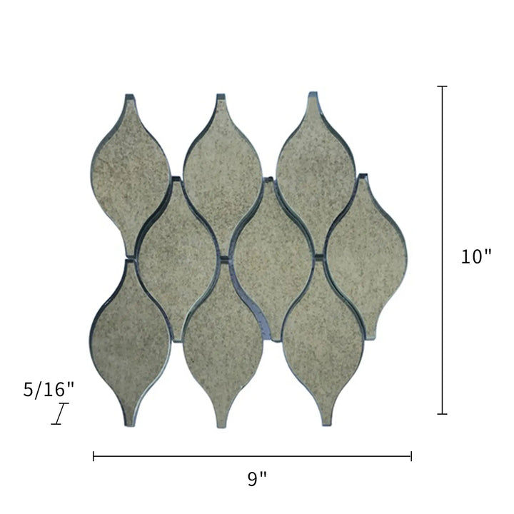 Soft Harmony Feathers Antique Mirror Glass Mosaic Wall Tile - Sample (Product Shown is Full Size)