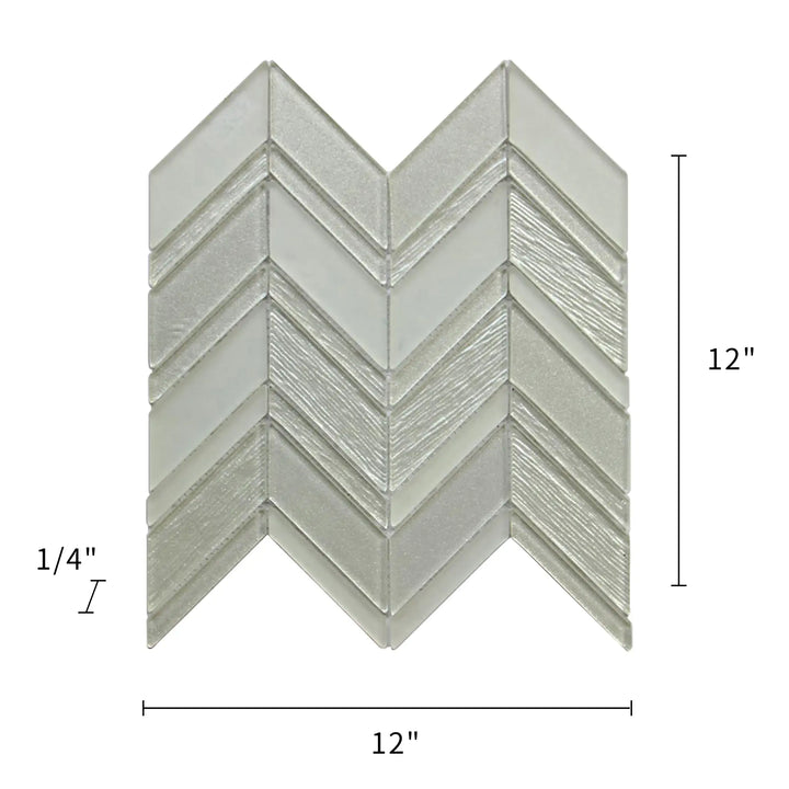 Silver Chevron Metallic Champagne Glass Mosaic Wall Tile - Sample (Product Shown is Full Size)