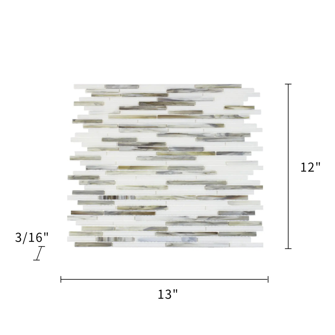 Silver Weave Random Strip Glass Mix 12-in x 12-in Glass Mosaic Wall Tile(1-sq. ft/ Piece)