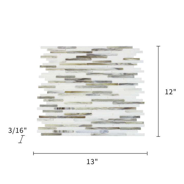 Silver Weave Random Strip Glass Mix 12-in x 12-in Glass Mosaic Wall Tile(1-sq. ft/ Piece)
