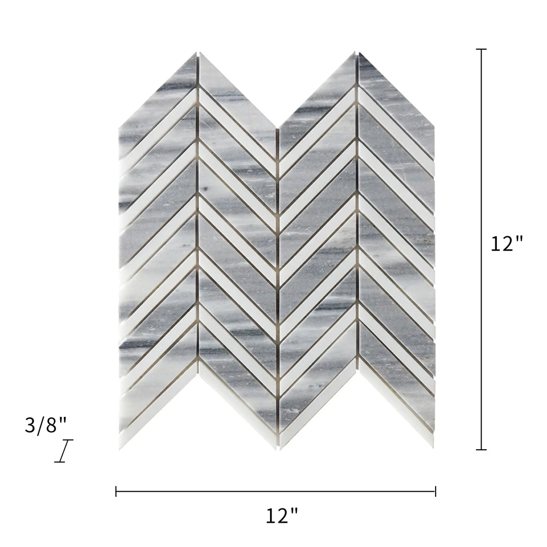 Marmara Chevron Marble Mosaic Floor and Wall Tile - Sample (Product Shown is Full Size)