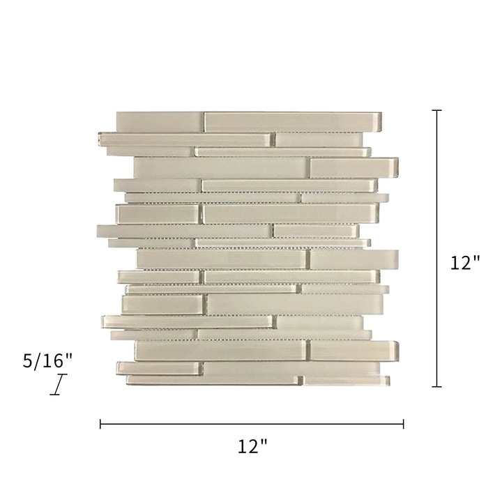 Nude Glass Mix Random Strip 12-in x 12-in Glass Mosaic Wall Tile(1-sq. ft/ Piece)